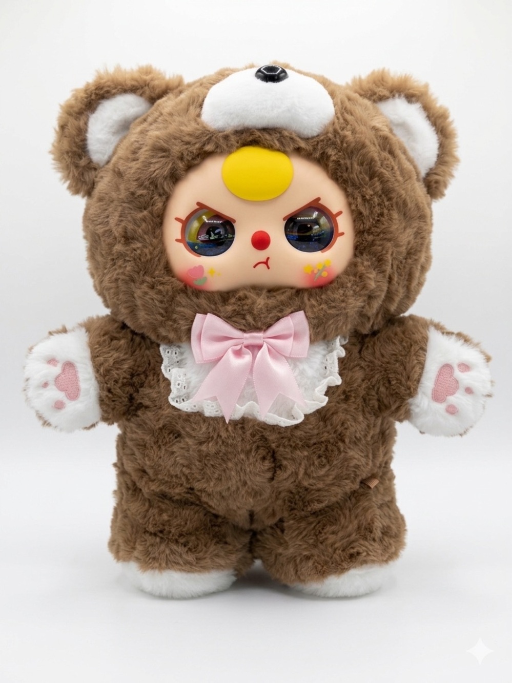 Brown Plush Bear Costume Doll with Pink Bow